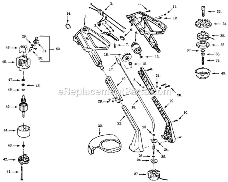 Page A Diagram and Parts List for 1200C  Weed Eater Trimmer